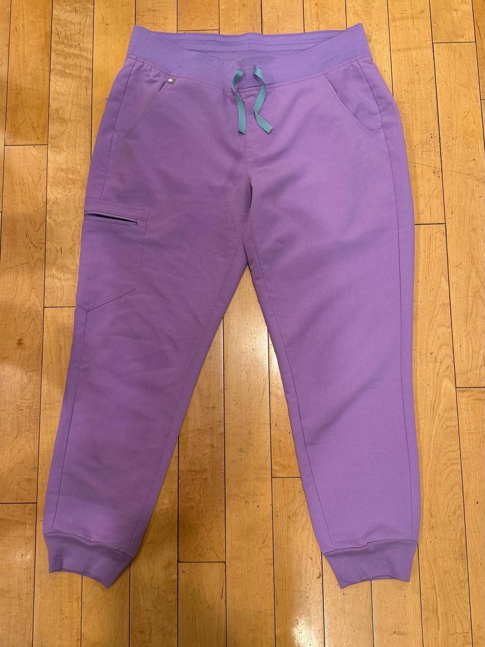 Figs women Lavender Jogger Pants with Teal Drawstring